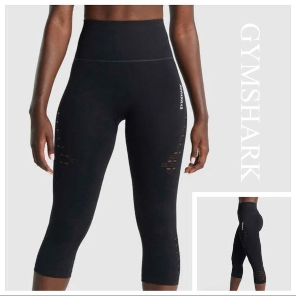 Gymshark Energy Seamless High Waisted Cropped Black Leggings Size XS or S
